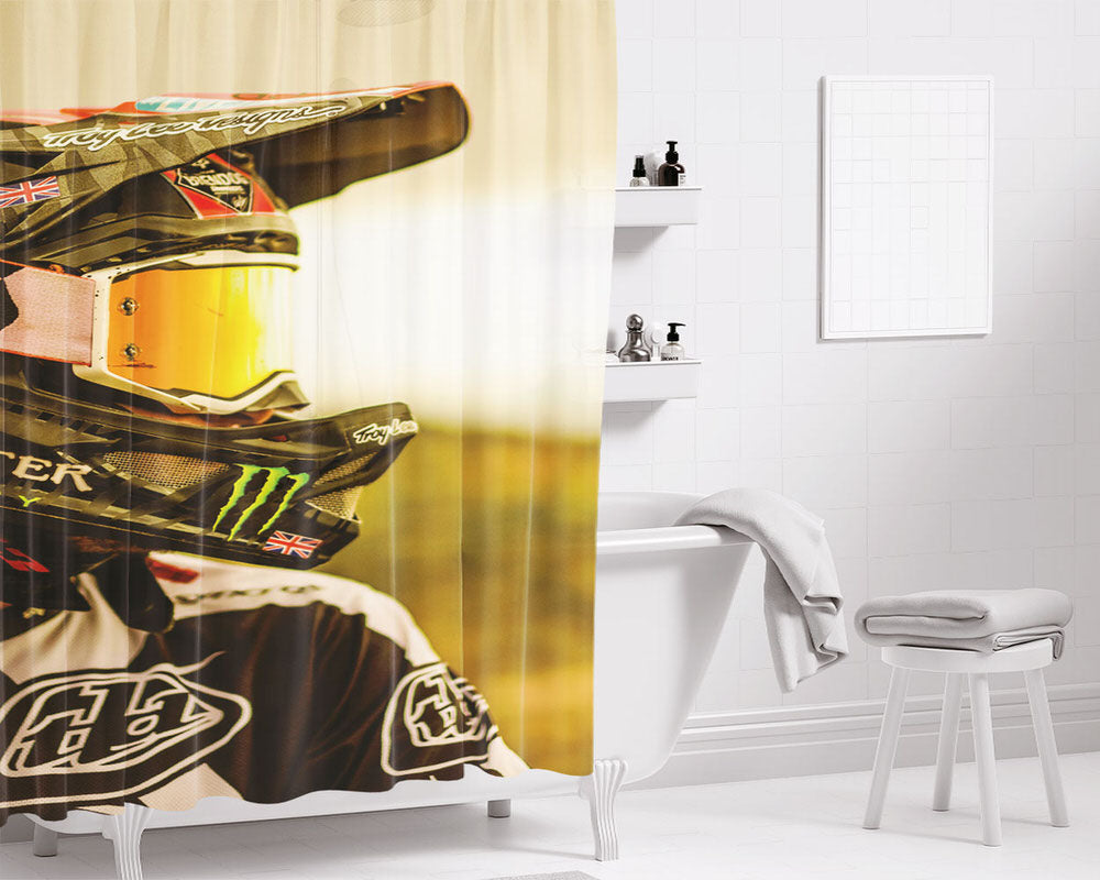 Wallpapers Motocross Bathroom Shower Curtain Fabric Waterproof | 66 X 72 Inch