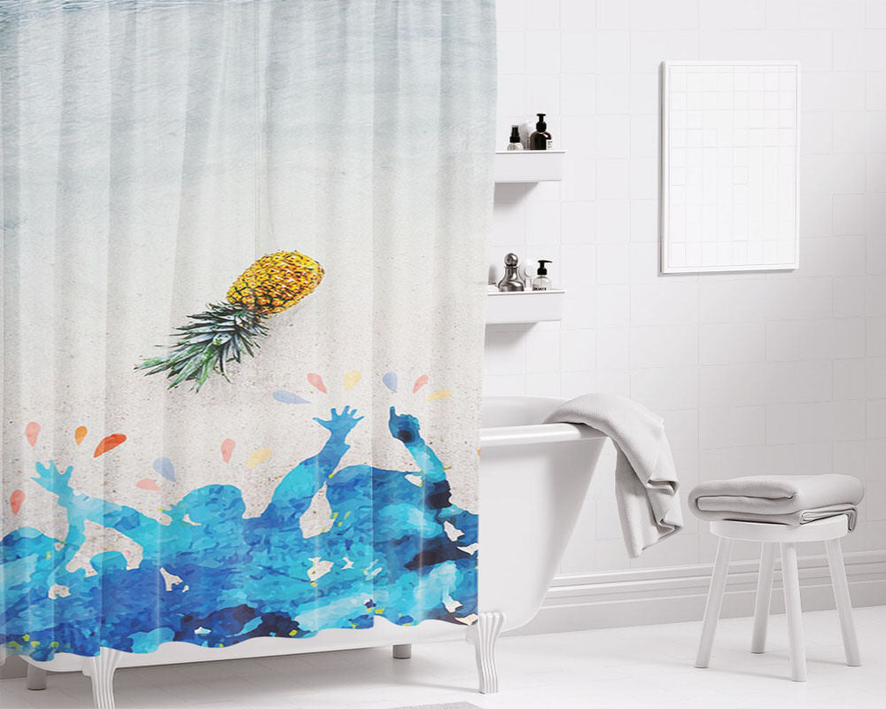 Washedup Pineapple Bathroom Shower Curtain Fabric Waterproof | 66 X 72 Inch