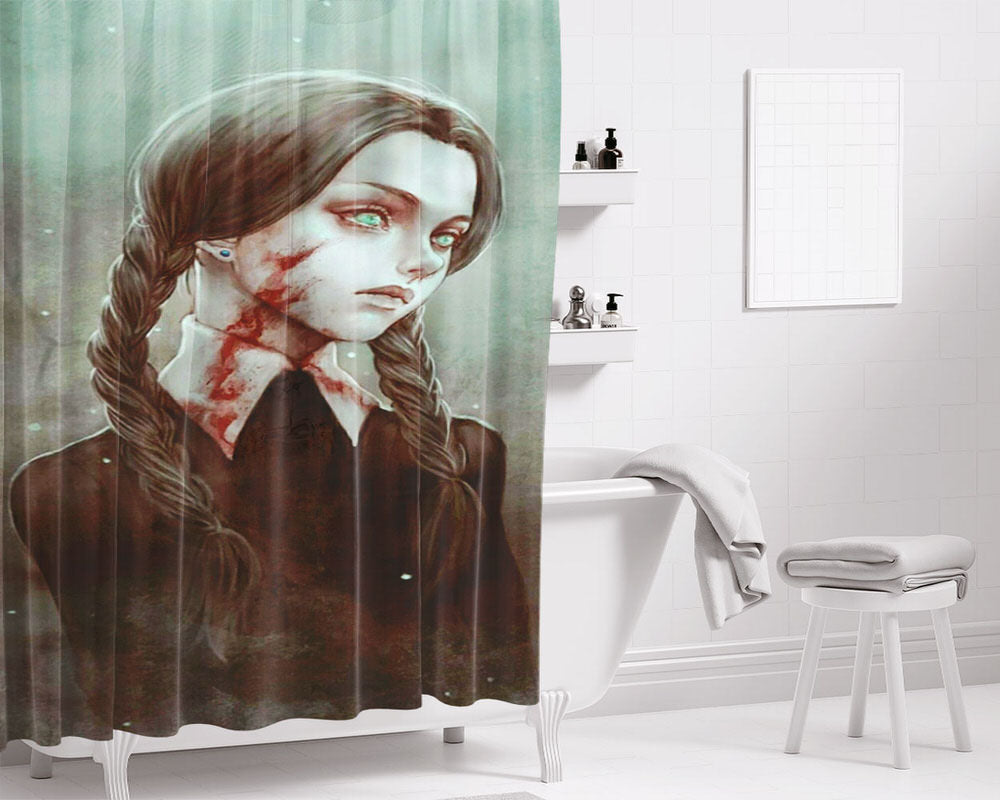 Webtoon Green Emblem Bathroom Shower Curtain Fabric Waterproof | 66 X 72 Inch