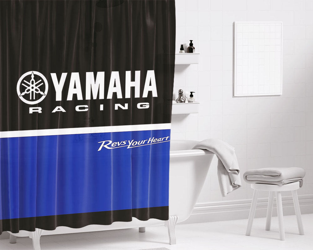 Yamaha Blue Bathroom Shower Curtain Fabric Waterproof | 66 X 72 Inch
