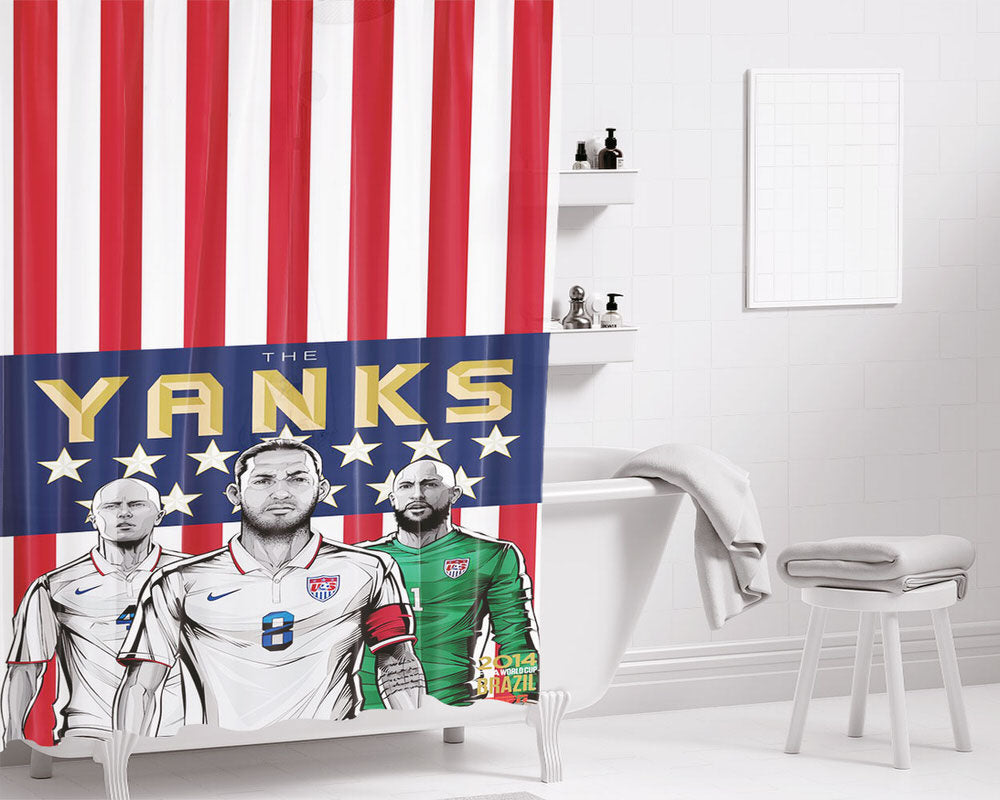 Yanks World Cup Poster Bathroom Shower Curtain Fabric Waterproof | 66 X 72 Inch