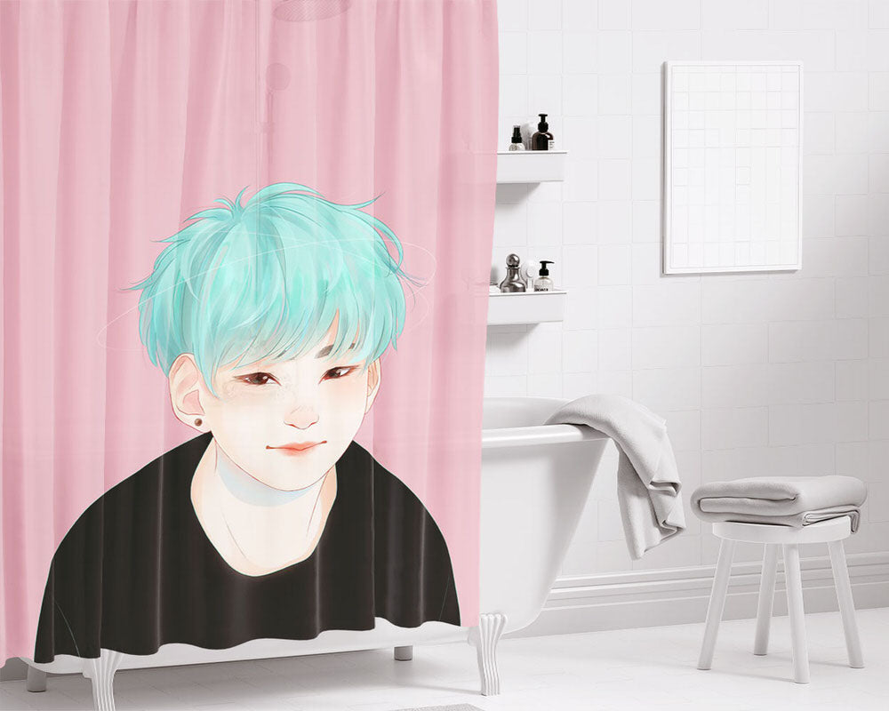 Yoongi Bathroom Shower Curtain Fabric Waterproof | 66 X 72 Inch