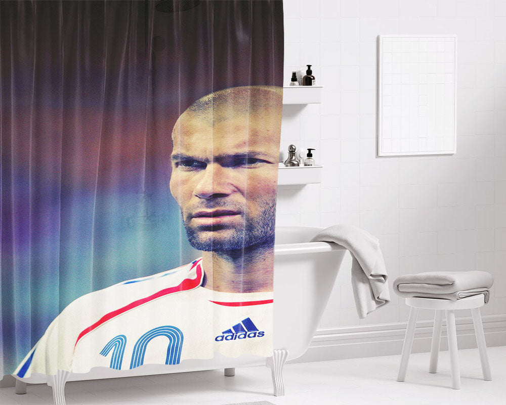 Zinedine Zidane France Football Player Wallpaper Bathroom Shower Curtain Fabric Waterproof | 66 X 72 Inch