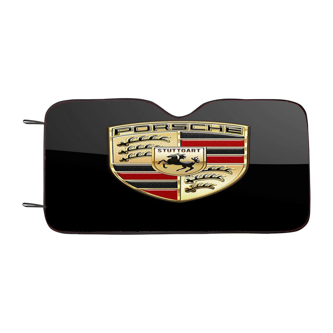 Porsche Badge Logo On Black Serge Ver Bukh Car Auto Sun Shade Windshield Cover