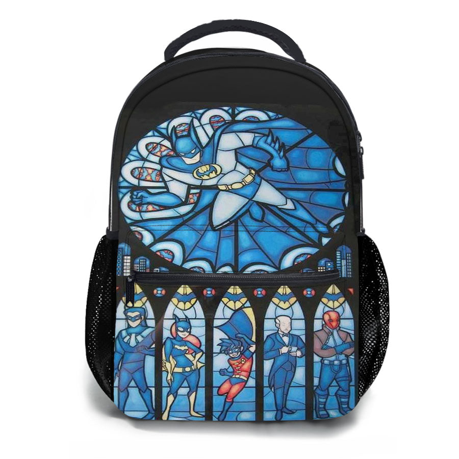 Batman Faux Colorful Stained Glass School Backpacks