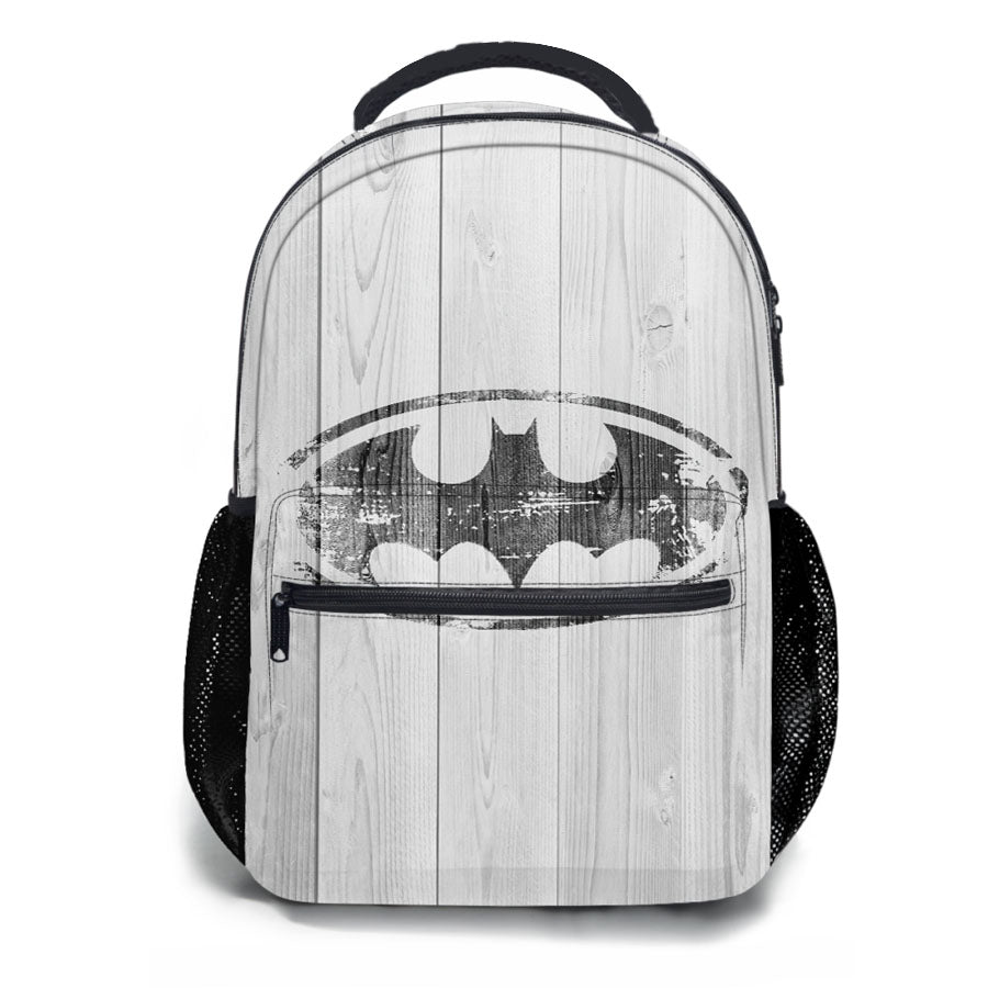 Batman Logo White Wood Wallpaper School Backpacks