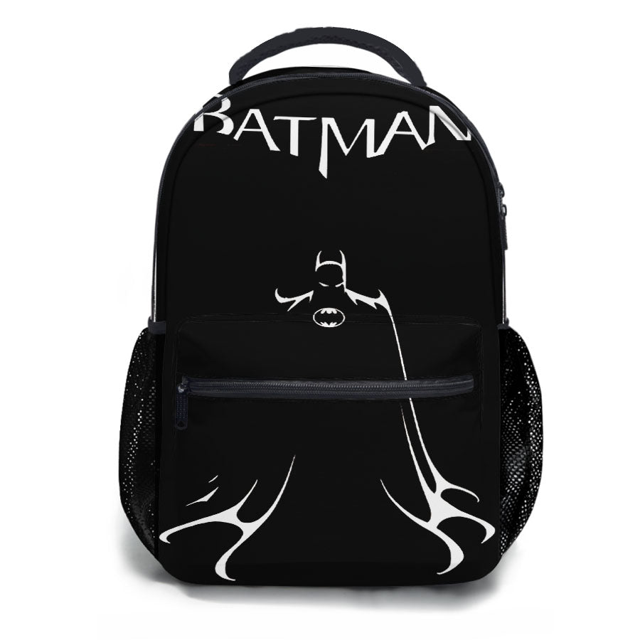 Batman Silhouette Font White School Backpacks