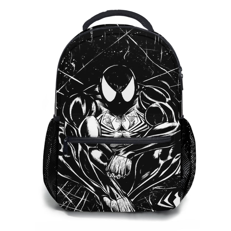 Black Spider Man Cartoon Art School Backpacks