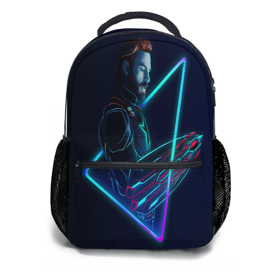Captain America Neon Artwork School Backpacks