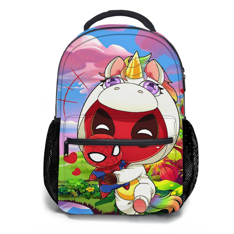 Deadpool X Spiderman X Unicorn Tropical School Backpacks