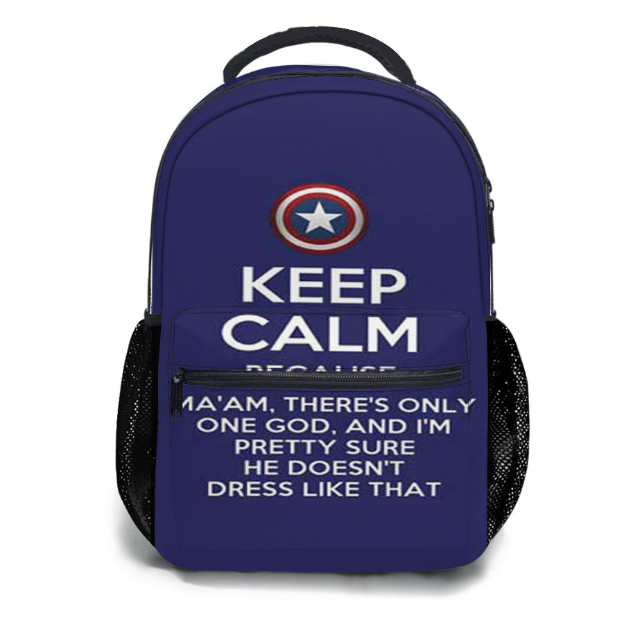 Keep Calm Captain America School Backpacks