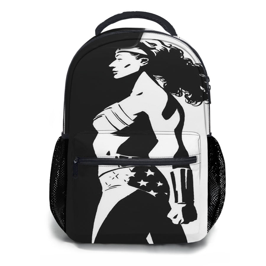 Wonder Woman Black White School Backpacks