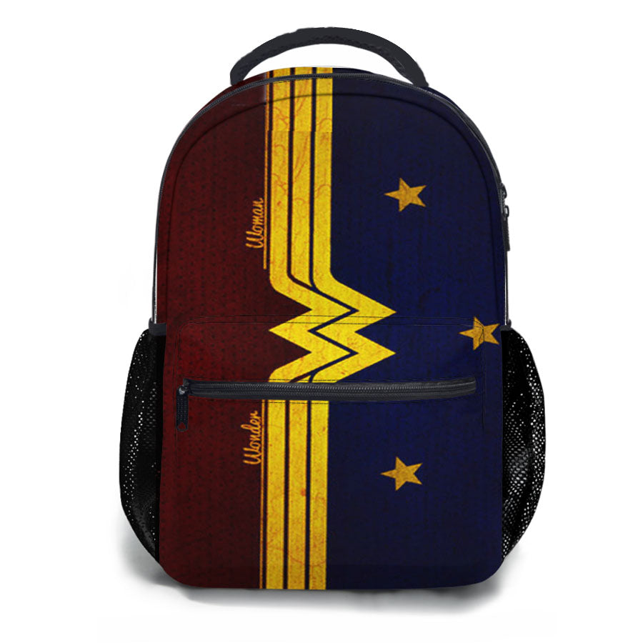 Wonder Woman Red Blue Logo School Backpacks