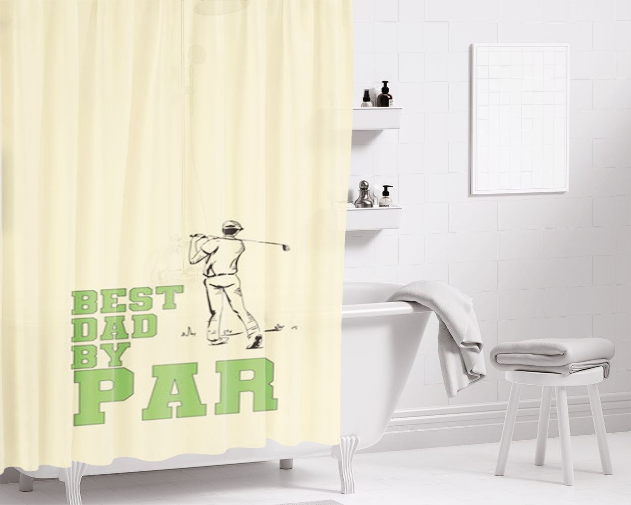 Best Dad By Par - Fathers Day Bathroom Shower Curtain Fabric Waterproof | 66 X 72 Inch