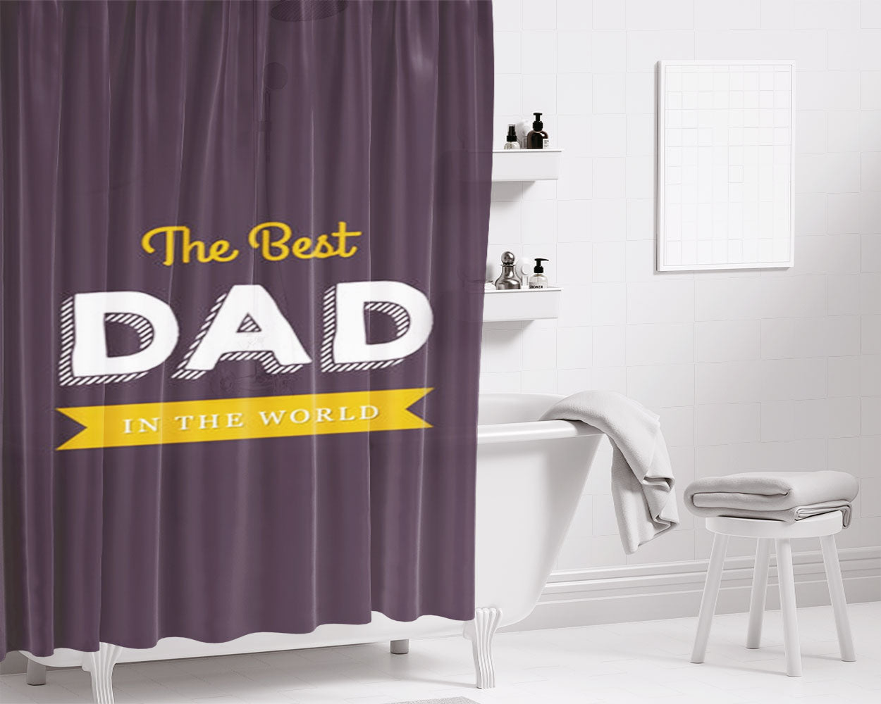 Best Dad In The World Bathroom Shower Curtain Fabric Waterproof | 66 X 72 Inch