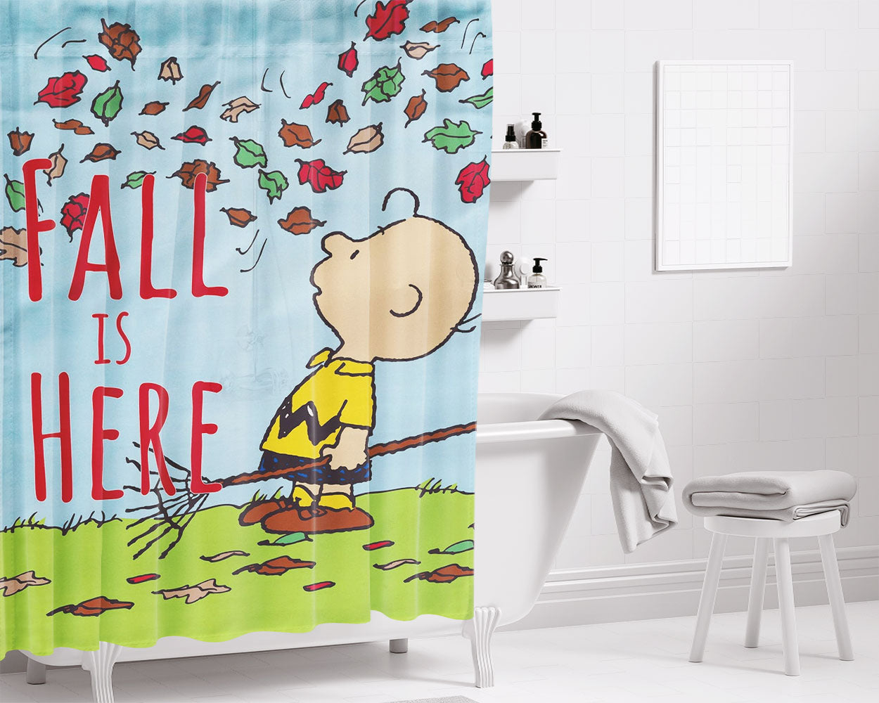Charlie Brown Fall Bathroom Shower Curtain Fabric Waterproof | 66 X 72 Inch