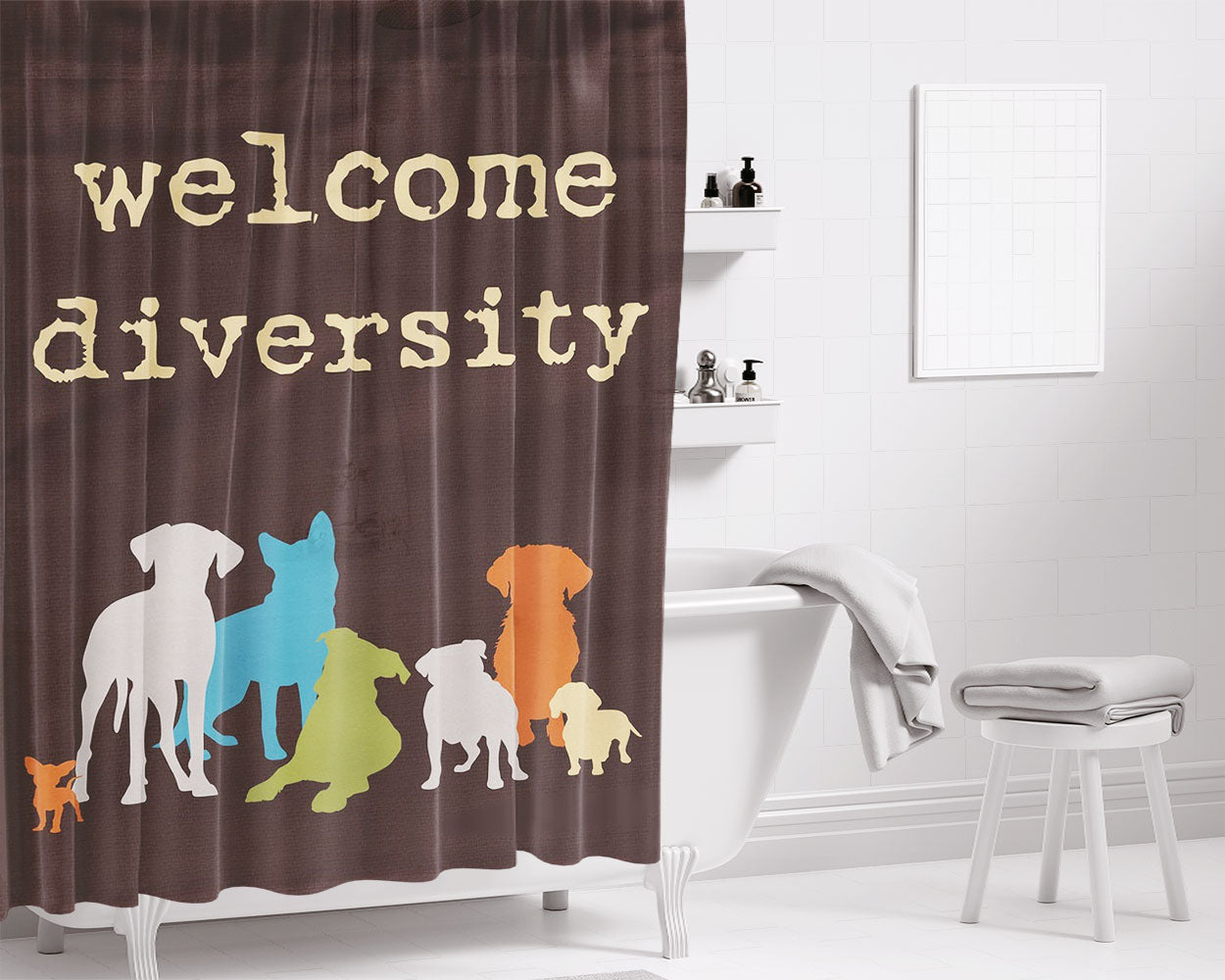 Diversity Bathroom Shower Curtain Fabric Waterproof | 66 X 72 Inch