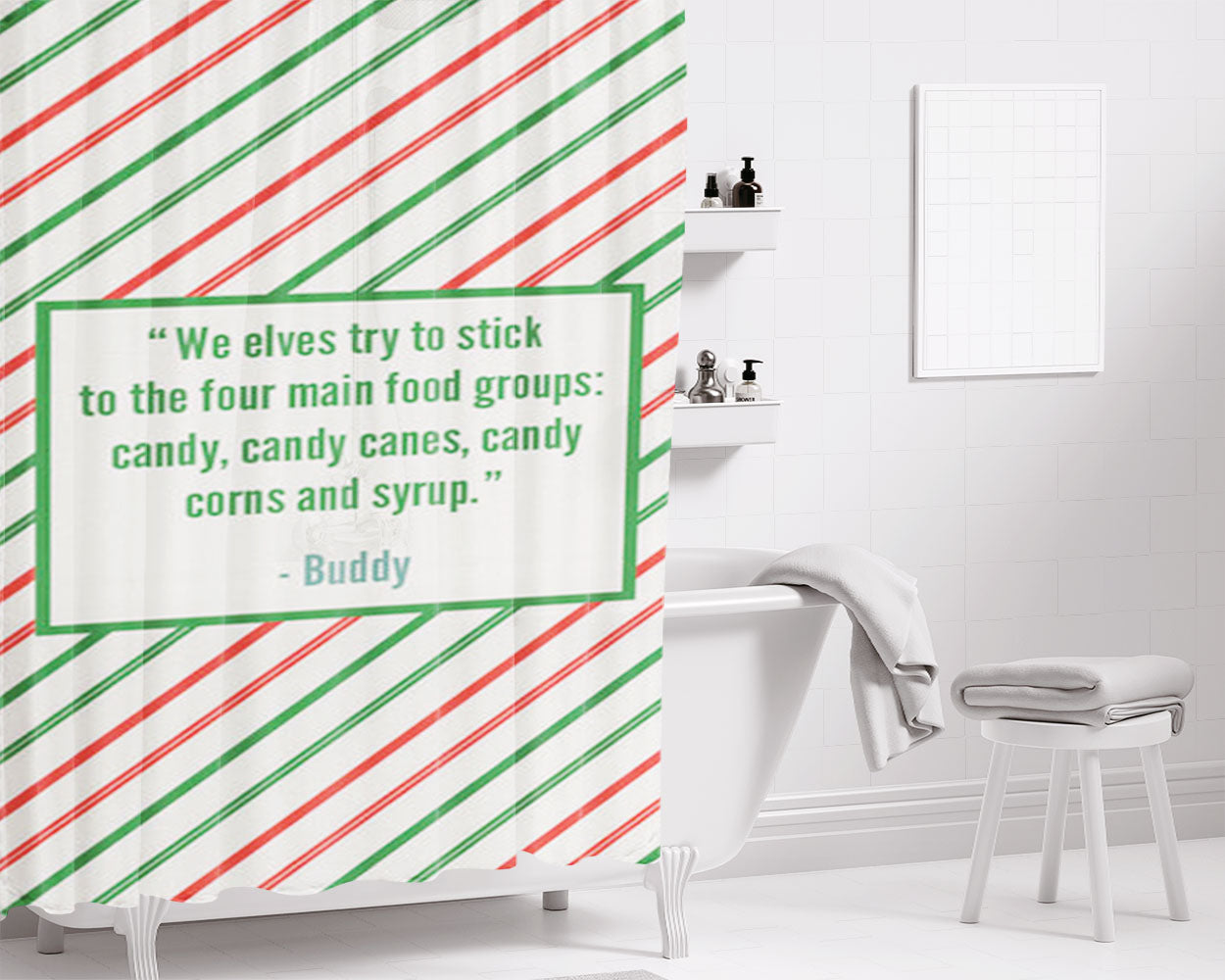 Four Main Food Groups Bathroom Shower Curtain Fabric Waterproof | 66 X 72 Inch