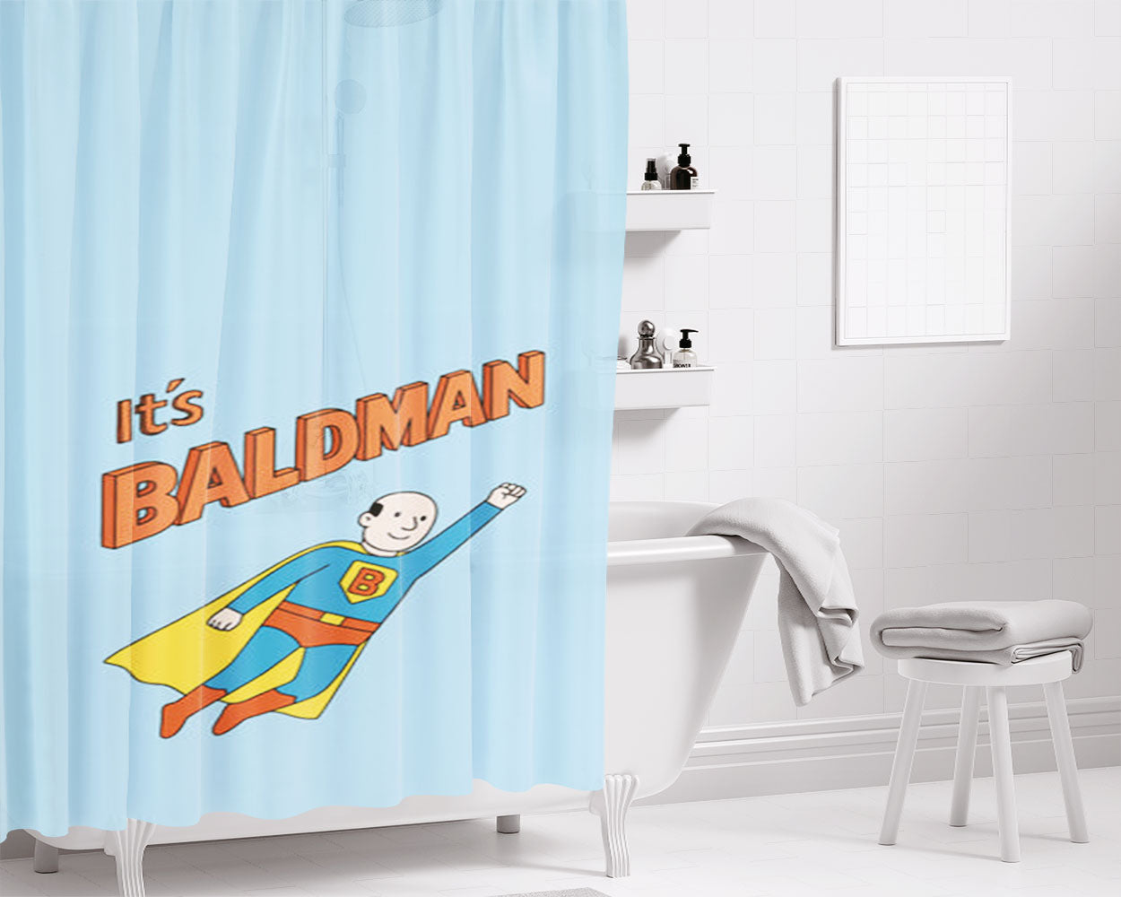 It'S Baldman - Father'S Day Bathroom Shower Curtain Fabric Waterproof | 66 X 72 Inch