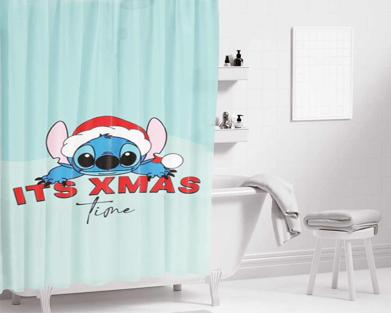 It'S Xmas Time Bathroom Shower Curtain Fabric Waterproof | 66 X 72 Inch