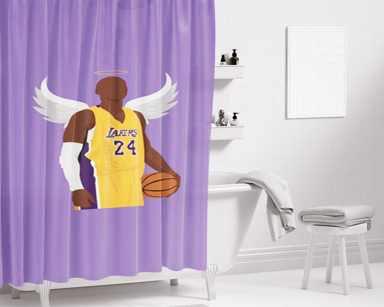 Kobe With Wings Bathroom Shower Curtain Fabric Waterproof | 66 X 72 Inch