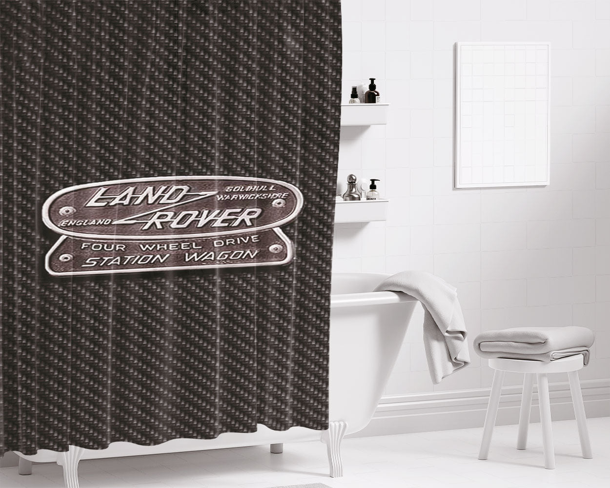 Land Rover Station Wagon Bathroom Shower Curtain Fabric Waterproof | 66 X 72 Inch