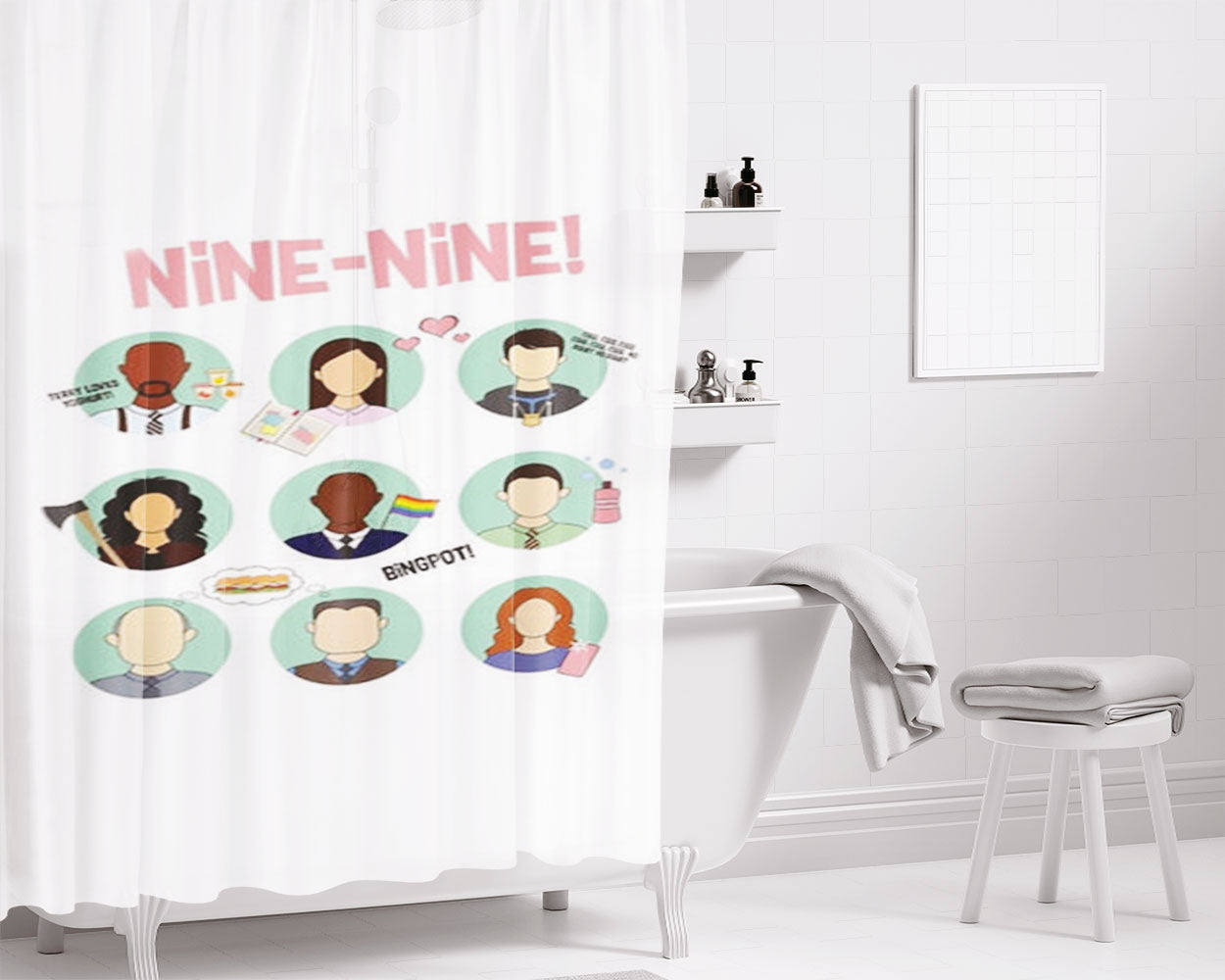 Nine Nine Characters - B99 Bathroom Shower Curtain Fabric Waterproof | 66 X 72 Inch