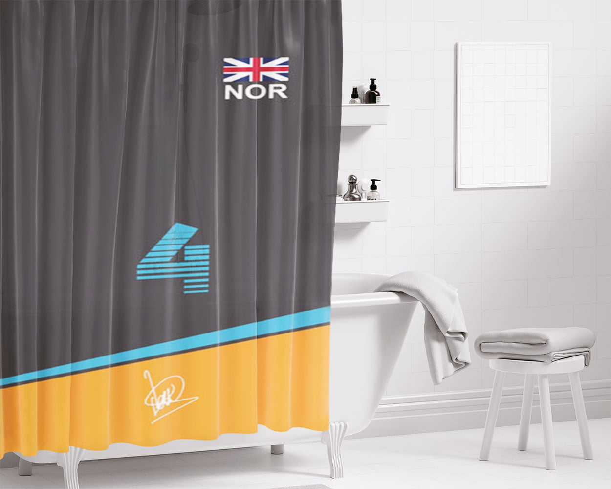 Norris - F1 Bathroom Shower Curtain Fabric Waterproof | 66 X 72 Inch