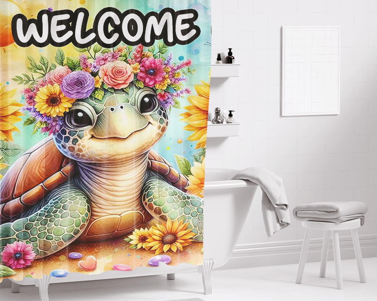 Sea Turtle Bathroom Shower Curtain Fabric Waterproof | 66 X 72 Inch