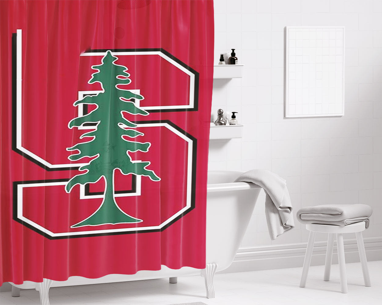 Stanford University Icon Bathroom Shower Curtain Fabric Waterproof | 66 X 72 Inch
