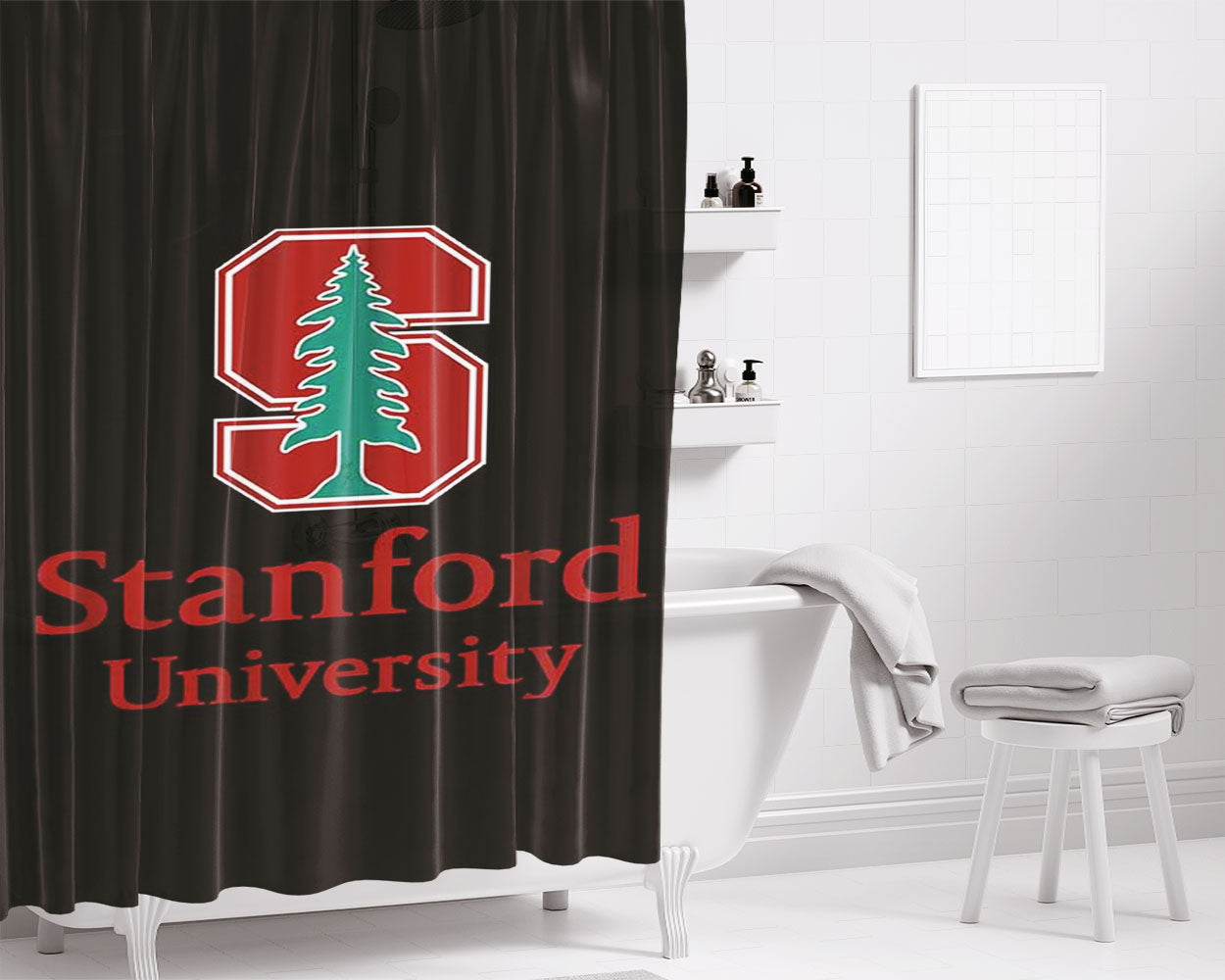 Stanford University Logo Bathroom Shower Curtain Fabric Waterproof | 66 X 72 Inch