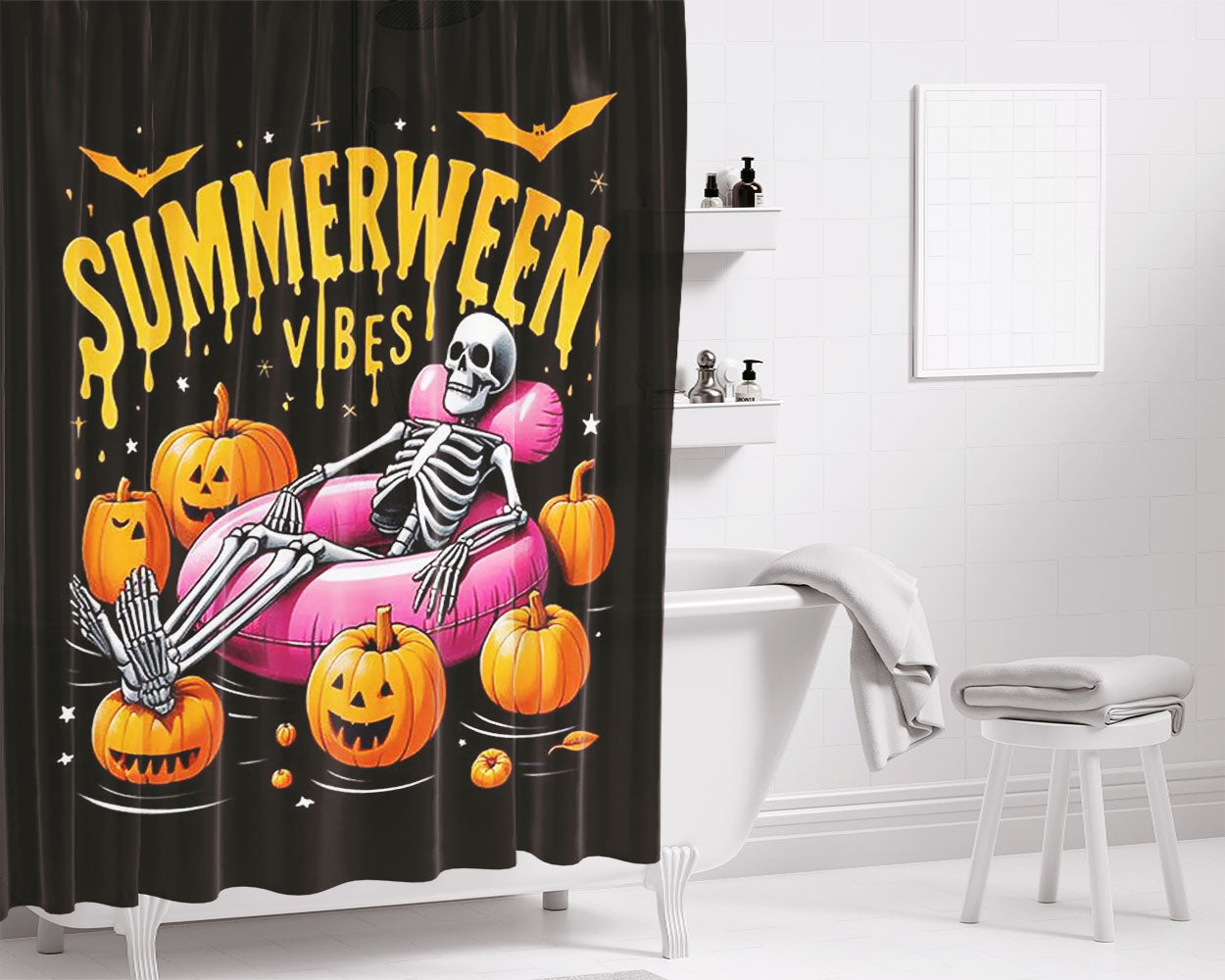 Summerween Bathroom Shower Curtain Fabric Waterproof | 66 X 72 Inch