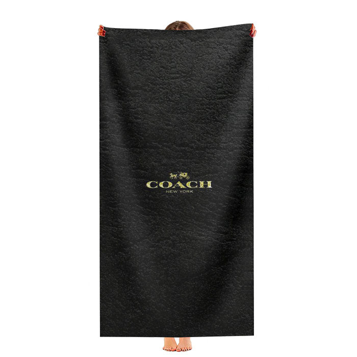 Coach New York Black Leather Ultra-Soft Luxury Bathroom Towels