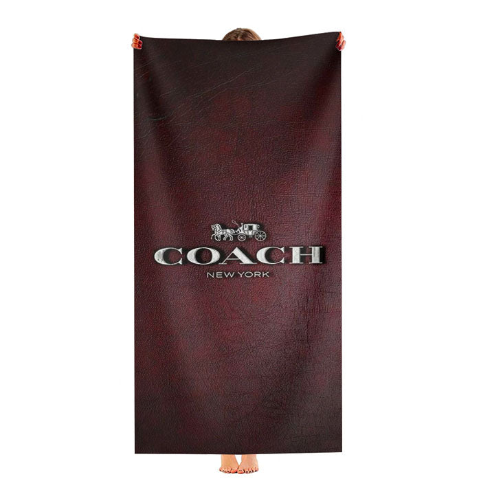 Coach New York Logo Leather Ultra-Soft Luxury Bathroom Towels