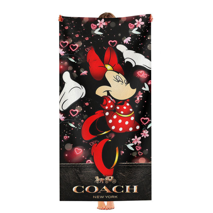 Happy Minni Mouse Coach Flowers Ultra-Soft Luxury Bathroom Towels
