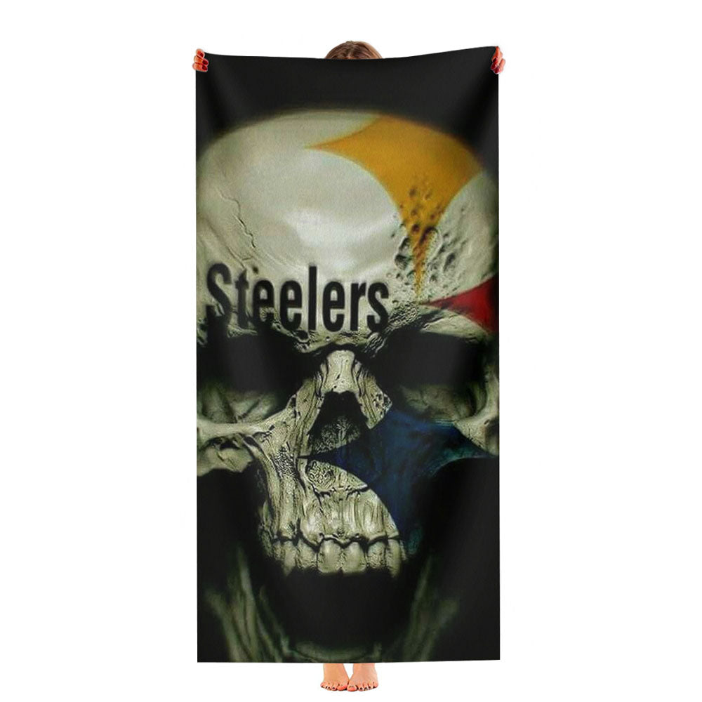 3D Skull Pittsburgh Steelers Towel 15 X 25 Inch