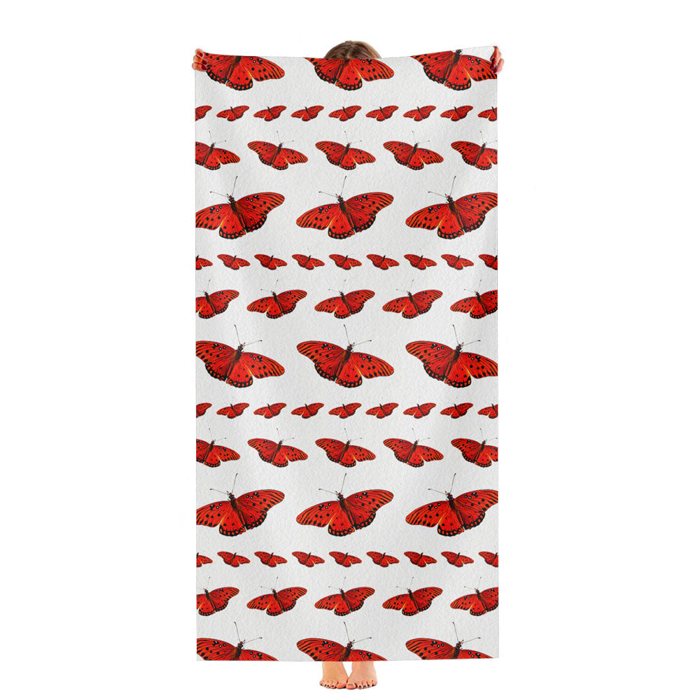 Best Red Butterfly Pattern Ultra-Soft Luxury Bathroom Towels