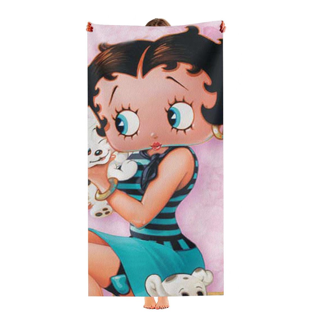 Betty Boop Holding Puppy Ultra-Soft Luxury Bathroom Towels