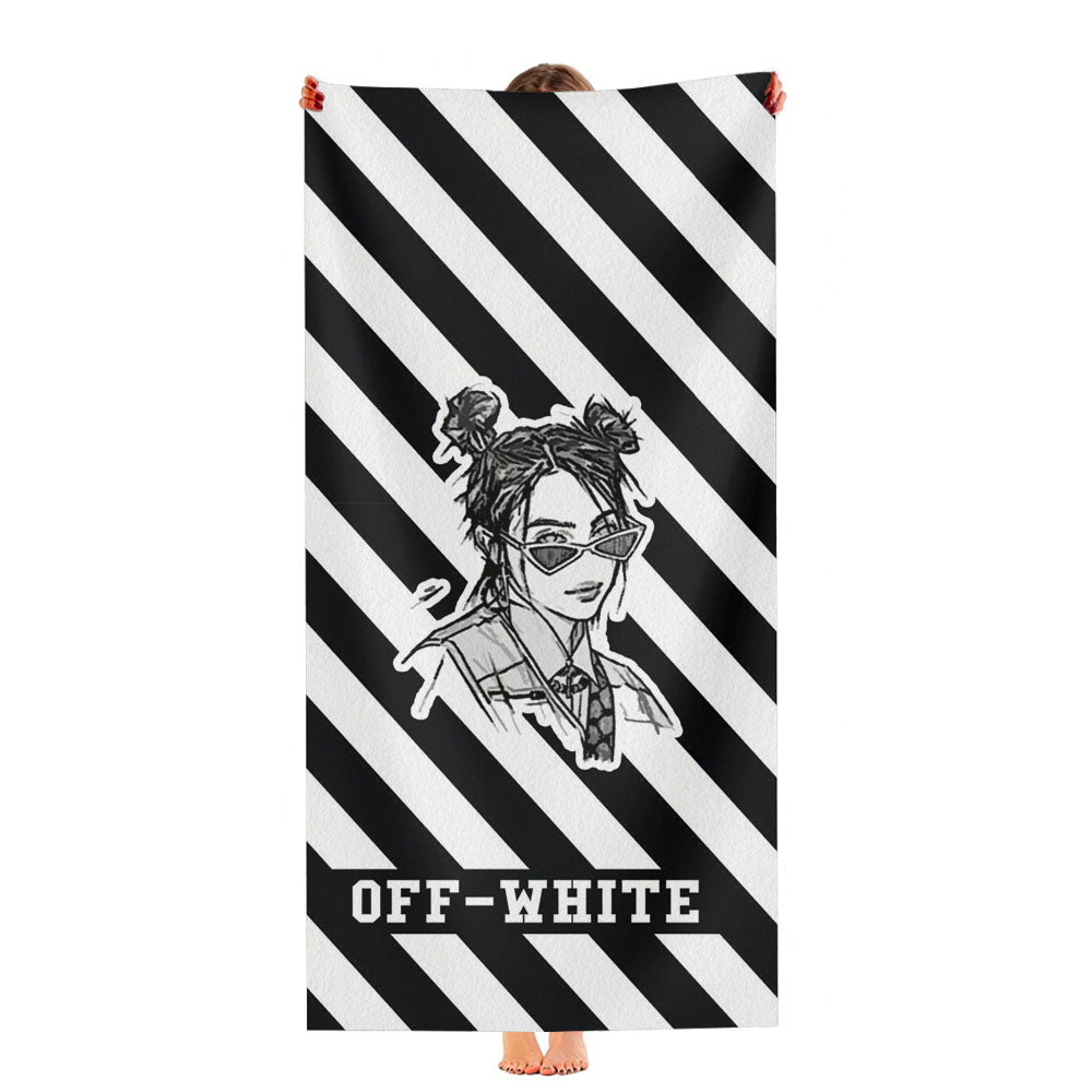 Billie Eilish Off White Stripe Pattern Ultra-Soft Luxury Bathroom Towels