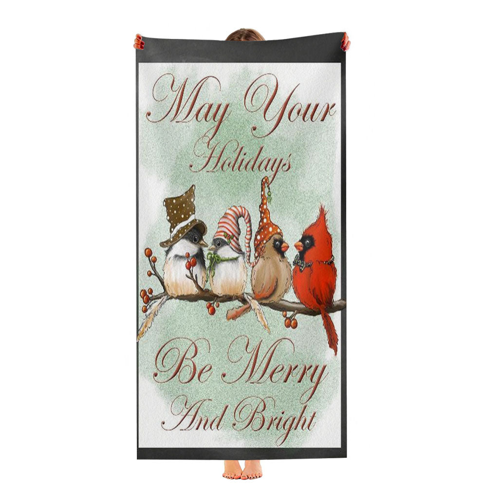 Birds On Branch Merry And Bright Ultra-Soft Luxury Bathroom Towels