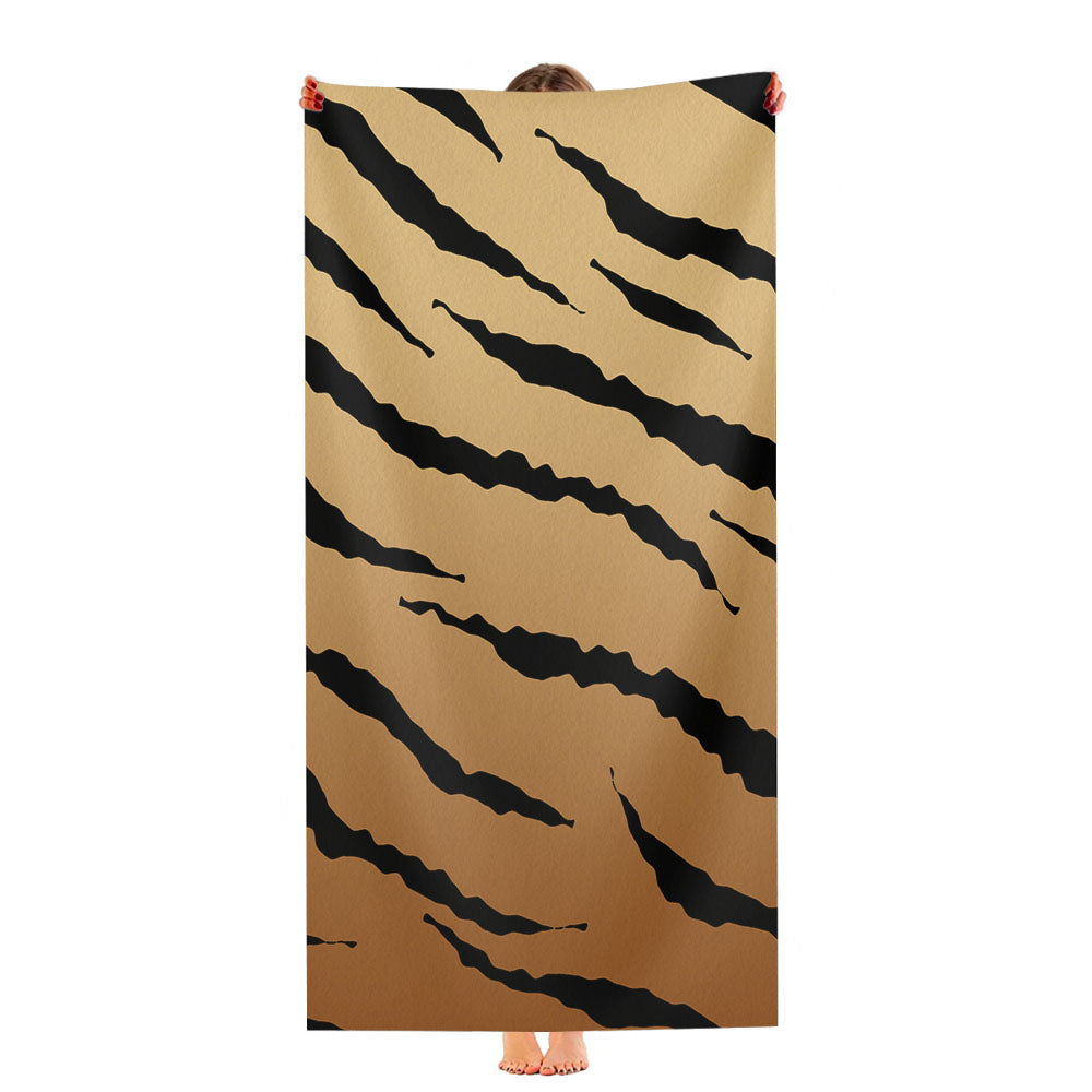 Black Brown Gradient Tiger Skin Texture Nature Pattern Ultra-Soft Luxury Bathroom Towels
