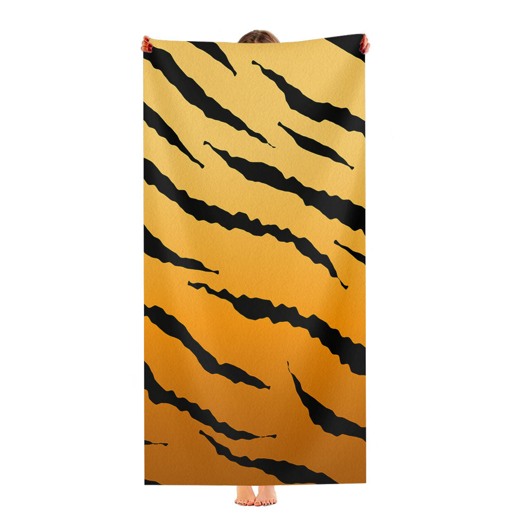 Black Orange Gradient Tiger Skin Texture Nature Pattern Ultra-Soft Luxury Bathroom Towels