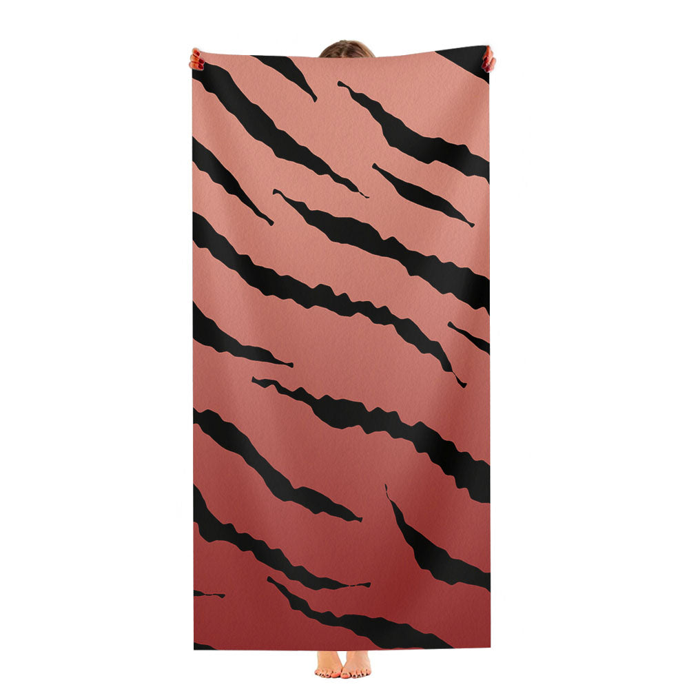 Black Peach Gradient Tiger Skin Texture Nature Pattern Ultra-Soft Luxury Bathroom Towels