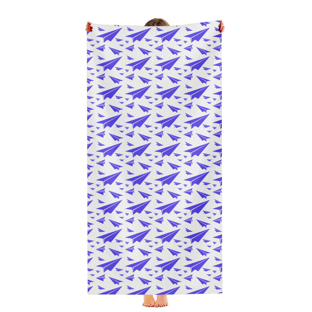 Blue Plane Art Pattern Ori Ultra-Soft Luxury Bathroom Towels