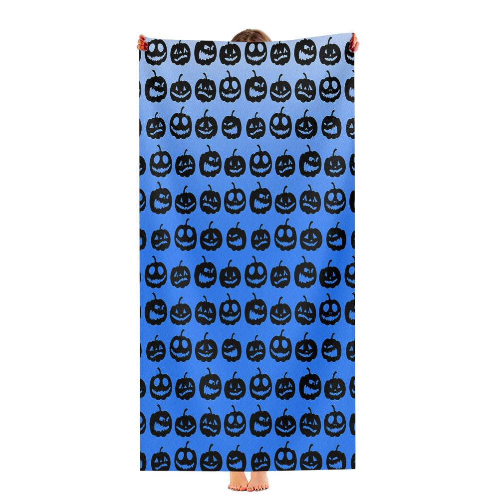 Blue Pumpkins Pattern Silhouette Ultra-Soft Luxury Bathroom Towels