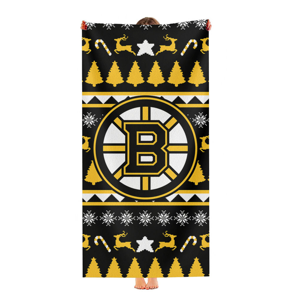 Boston Bruins Christmas Sweater Ultra-Soft Luxury Bathroom Towels
