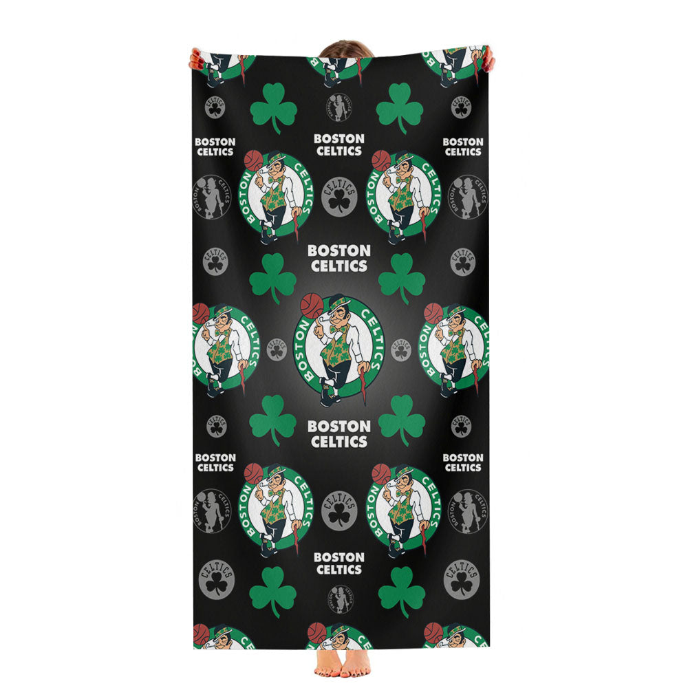Boston Celtics Logo Pattern Black Ultra-Soft Luxury Bathroom Towels