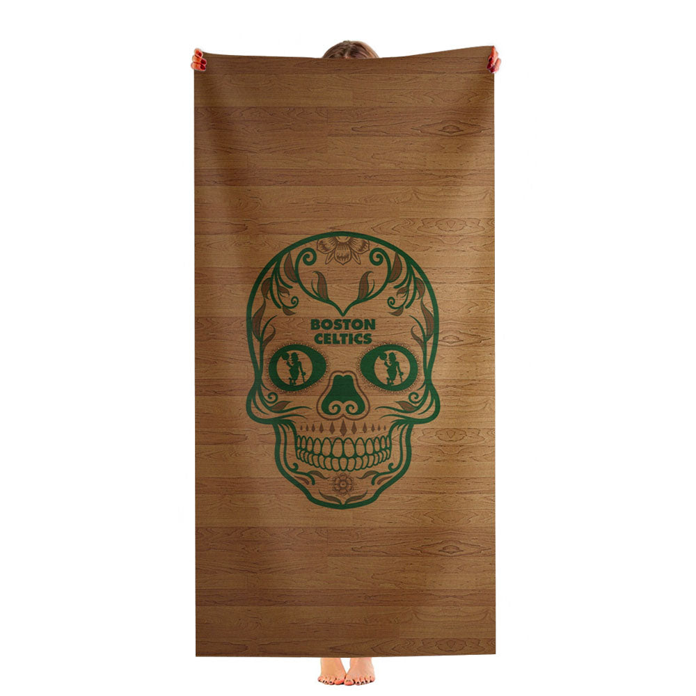 Boston Celtics Sugar Skull Wooden Wallpapers Ultra-Soft Luxury Bathroom Towels