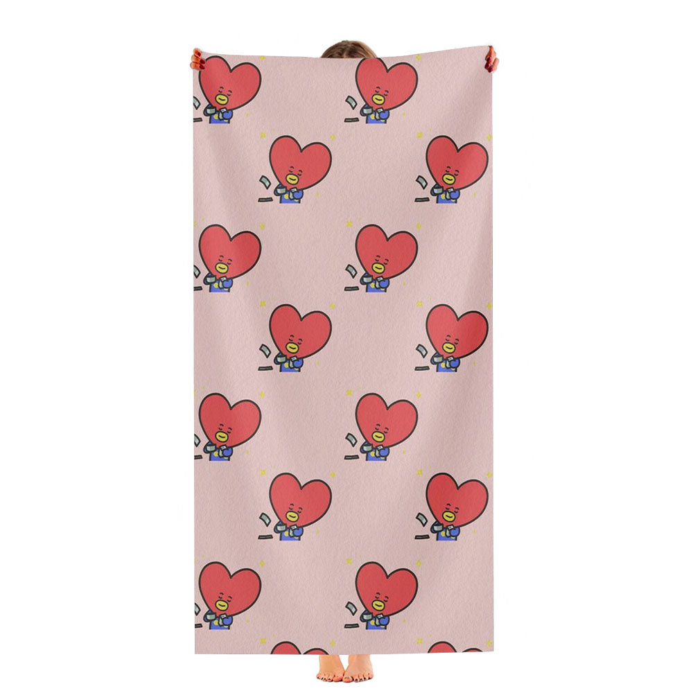 Bt21 Tata Character Pattern Wallpapers Ultra-Soft Luxury Bathroom Towels