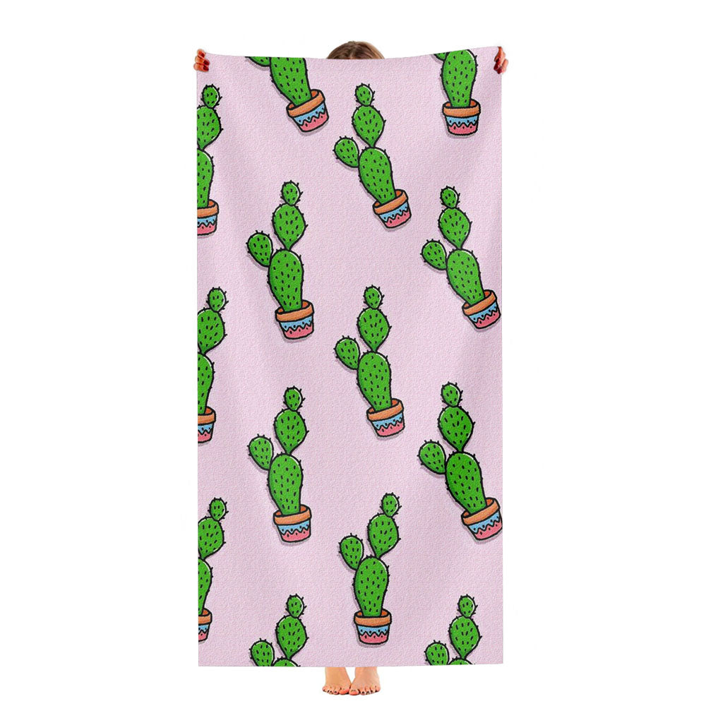 Cactus Pattern Pink Canvas Ultra-Soft Luxury Bathroom Towels